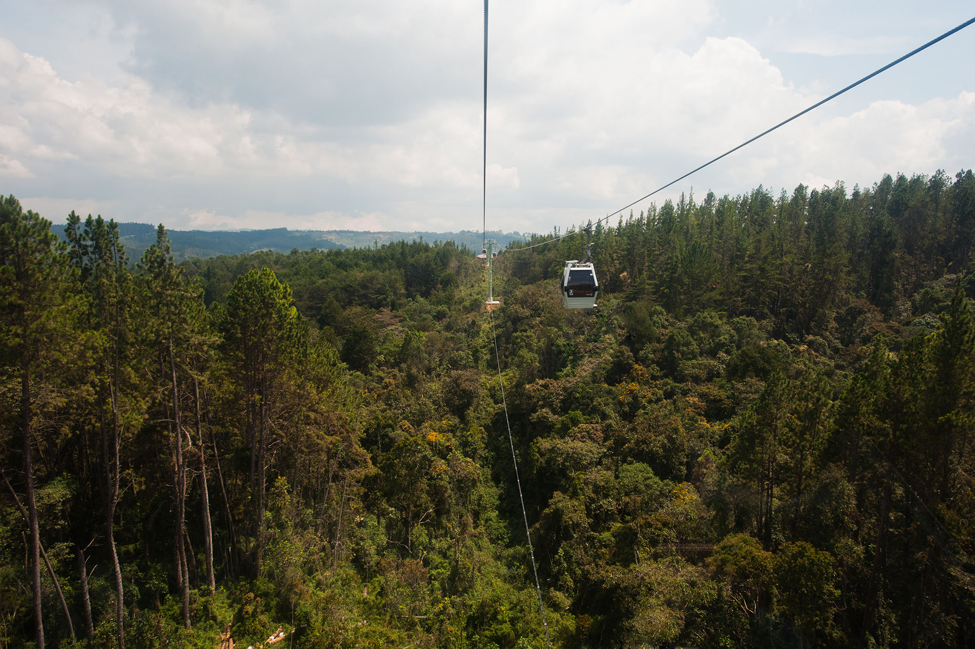 Metrocable sobre los bosques del Parque Arví